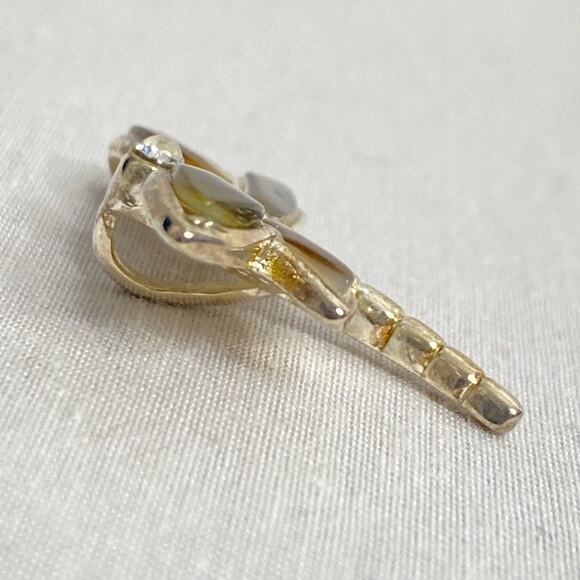 Dragonfly Pendant Yellow Green Abalone Wings On Silver Tone Metal - Picture 4 of 9